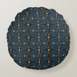 Modern Chic Artsy Pattern Green Gold Rond Kussen