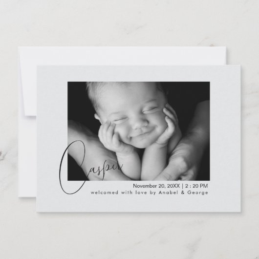 Modern Chic Baby Photo Birth Announcement  Aankondiging (Voorkant)