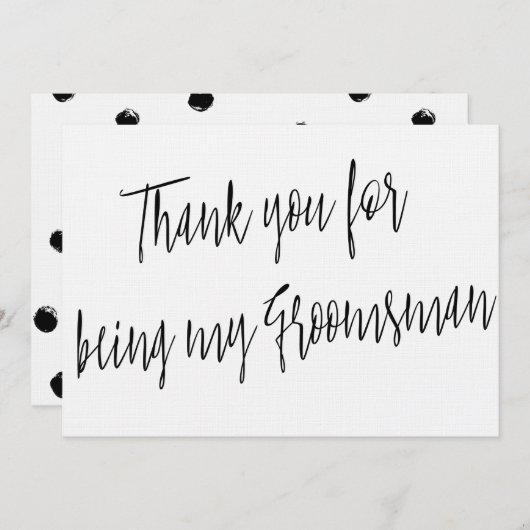 Modern Chic "Bedankt dat je mijn bruidsjonker bent Bedankkaart (Voorkant / Achterkant)