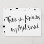 Modern Chic "Bedankt dat je mijn bruidsmeisje bent Bedankkaart (Voorkant / Achterkant)