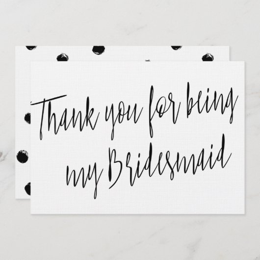 Modern Chic "Bedankt dat je mijn bruidsmeisje bent Bedankkaart (Voorkant / Achterkant)