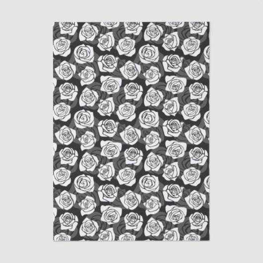 Modern Chic Black and White Rose Flower Pattern Tissuepapier (Voorkant)
