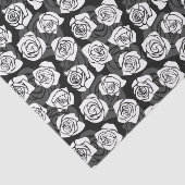 Modern Chic Black and White Rose Flower Pattern Tissuepapier (Detail)