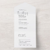 Modern Chic Black and White Wedding All In One Uitnodiging (Binnen)