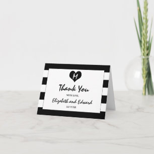 Modern Chic Black and White Wedding Bedankkaart