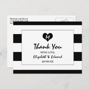 Modern Chic Black and White Wedding Bedankt Briefkaart