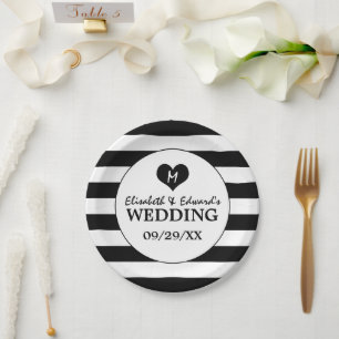 Modern Chic Black and White Wedding Papieren Bordje