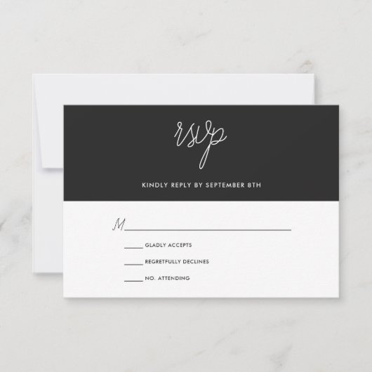 Modern Chic Black and White Wedding RSVP (Voorkant)