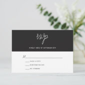 Modern Chic Black and White Wedding RSVP (Staand voorkant)