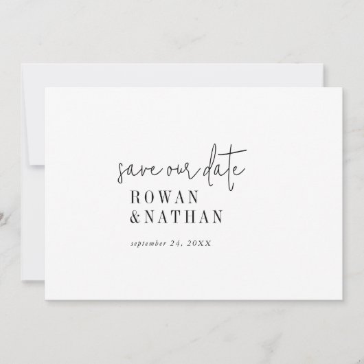 Modern Chic Black and White Wedding Save The Date (Voorkant)