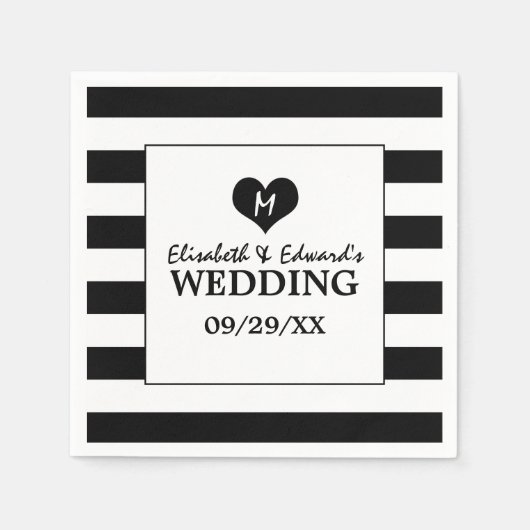 Modern Chic Black and White Wedding Servet (Voorkant)