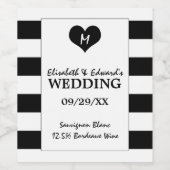 Modern Chic Black and White Wedding Wijn Etiket (Enkel label)
