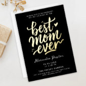 Modern Chic Black Best Mom 50th Gold Brush Script Folie Uitnodiging