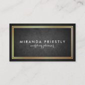 Modern Chic Black en Faux Gold Foil Luxe Creatief Visitekaartje (Voorkant)