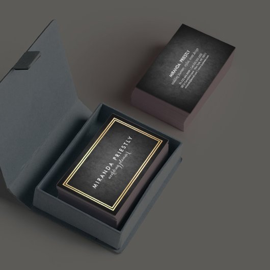 Modern Chic Black en Faux Gold Foil Luxe Creatief Visitekaartje