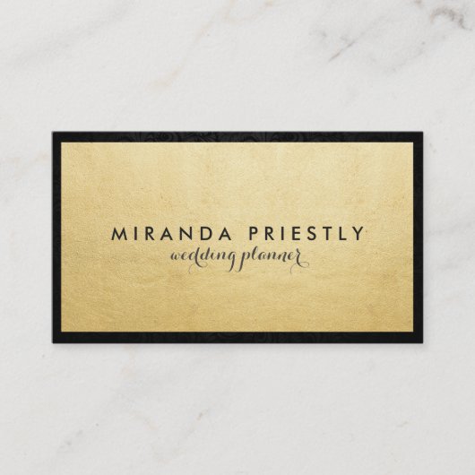 Modern Chic Black en Faux Gold Foil Luxe Creatief Visitekaartje (Voorkant)