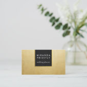 Modern Chic Black en Faux Gold Foil Luxe Creatief Visitekaartje (Staand voorkant)