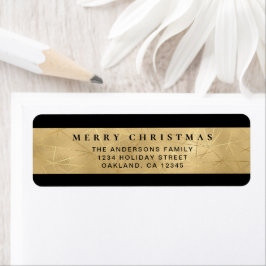 Modern Chic Black en Faux Gold Vrolijk kerstfeest Etiket