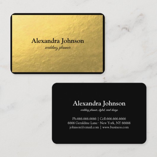 Modern Chic Black en Gold Foil Luxury Business Ca Visitekaartje (Voorkant / Achterkant)