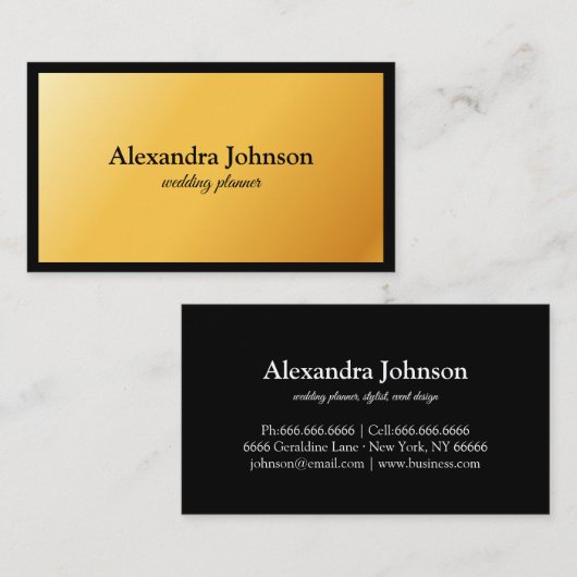 Modern Chic Black en Gold Foil Luxury Business Ca Visitekaartje (Voorkant / Achterkant)