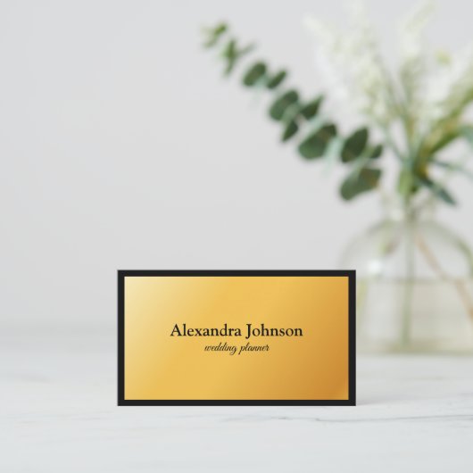 Modern Chic Black en Gold Foil Luxury Business Ca Visitekaartje (Staand voorkant)