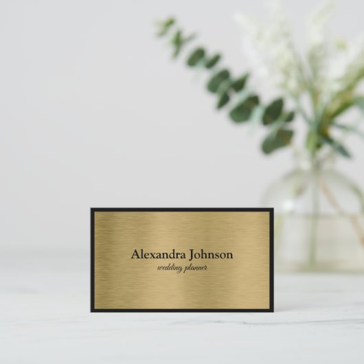 Modern Chic Black en Gold Foil Luxury Business Ca Visitekaartje (Staand voorkant)