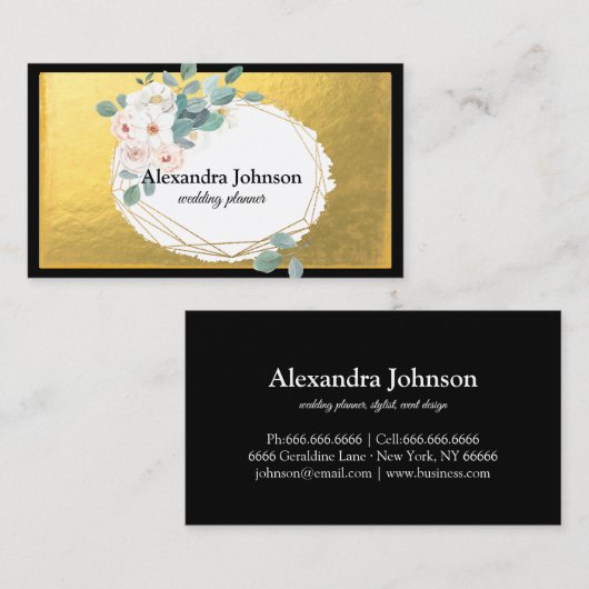 Modern Chic Black en Gold Foil Luxury Business Ca Visitekaartje (Voorkant / Achterkant)