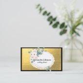 Modern Chic Black en Gold Foil Luxury Business Ca Visitekaartje (Staand voorkant)