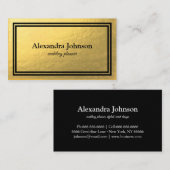 Modern Chic Black en Gold Foil Luxury Business Ca Visitekaartje (Voorkant / Achterkant)