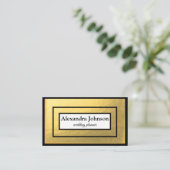 Modern Chic Black en Gold Foil Luxury Visitekaartje (Staand voorkant)