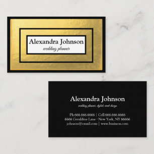 Modern Chic Black en Gold Foil Luxury Visitekaartje
