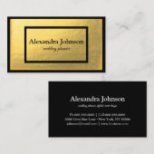 Modern Chic Black en Gold Foil Luxury Visitekaartje (Voorkant / Achterkant)
