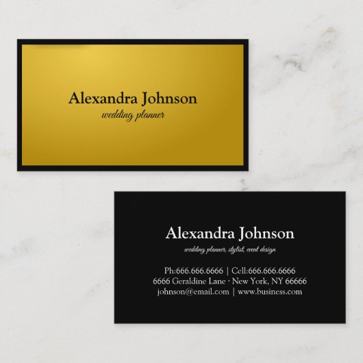 Modern Chic Black en Gold Foil Luxury Visitekaartje (Voorkant / Achterkant)