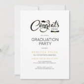 Modern Chic Black en Gold Tpogray Party Invite Kaart (Voorkant)
