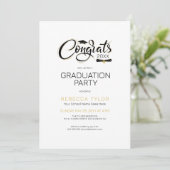Modern Chic Black en Gold Tpogray Party Invite Kaart (Staand voorkant)