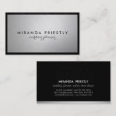 Modern Chic Black en Silver Foil bruiloft planner Visitekaartje (Voorkant / Achterkant)