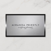 Modern Chic Black en Silver Foil bruiloft planner Visitekaartje (Voorkant)