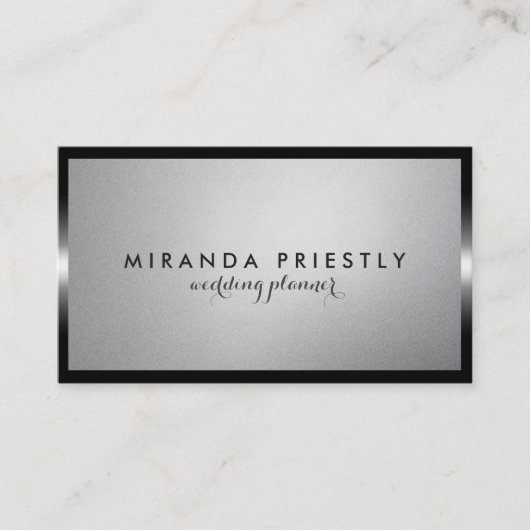 Modern Chic Black en Silver Foil bruiloft planner Visitekaartje (Voorkant)