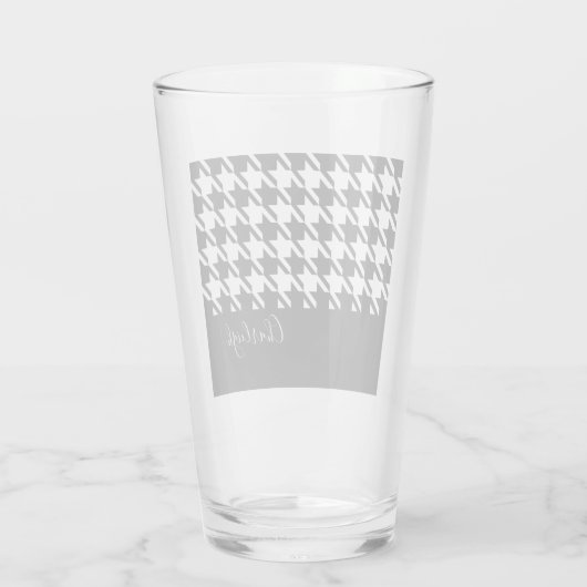 Modern Chic Black en White Houndstooth Glas (Achterkant)