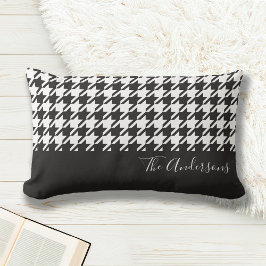 Modern Chic Black en White Houndstooth Kussen