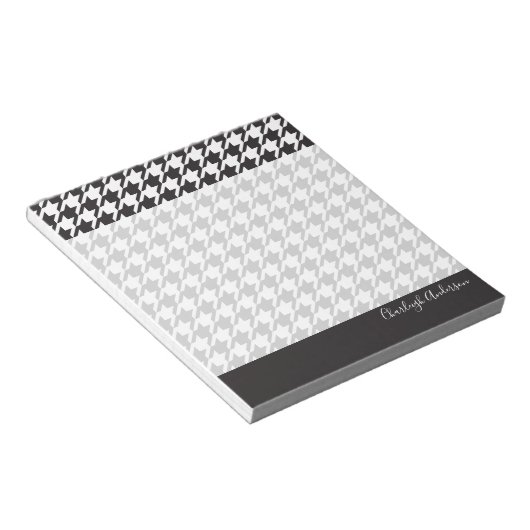 Modern Chic Black en White Houndstooth Notitieblok (Schuin)