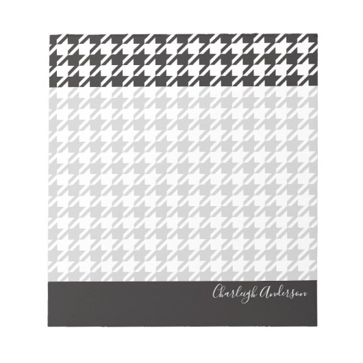 Modern Chic Black en White Houndstooth Notitieblok (Voorkant)