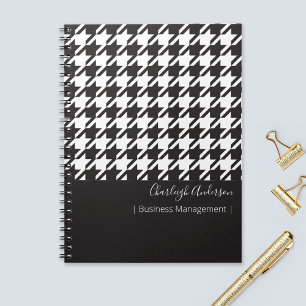 Modern Chic Black en White Houndstooth Notitieboek