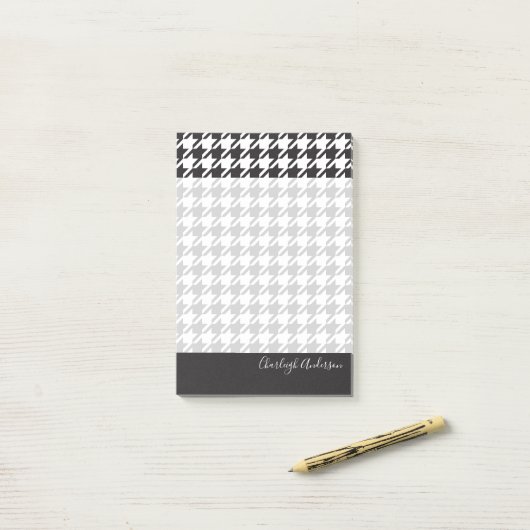 Modern Chic Black en White Houndstooth Post-it® Notes (Op bureau)