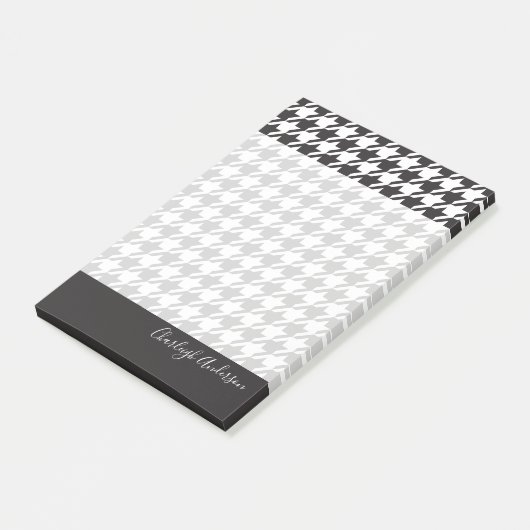 Modern Chic Black en White Houndstooth Post-it® Notes (Schuin)