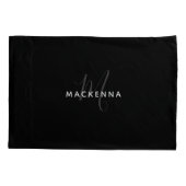 Modern Chic Black Girly Monogram Persoonlijke naam Kussensloop (Achterkant-Links)