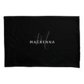 Modern Chic Black Girly Monogram Persoonlijke naam Kussensloop (Voorkant-Links)