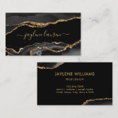 Modern Chic Black Gold Faux Agate Marble Visitekaartje (Voorkant / Achterkant)
