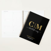 Modern Chic Black Gold Monogram Name Business 2022 Planner (Display)