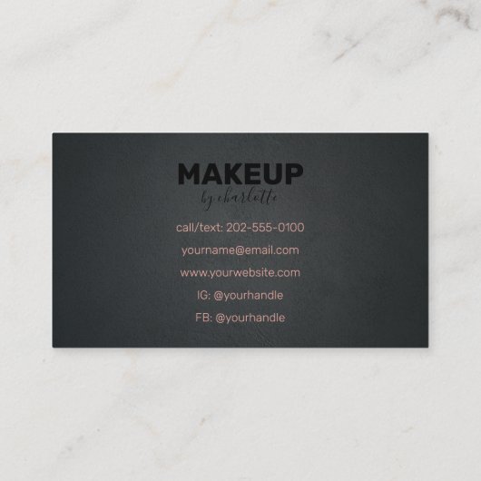 Modern Chic Black Hair Salon Makeup artiest Visitekaartje (Achterkant)